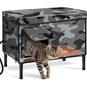 $25.99 – IPOW XL 6-Layer Insulated Heated Outdoor Cat House w/ Heated Pad (25.59″ x 16.54″ x 12.99″, Gray) + Free Shipping w/ Prime or on $35+