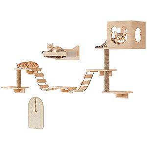 $44.99 – 13-in-1 PETKABOO Space-Saving Wooden Cat Wall Shelves on Sale for + Free Shipping