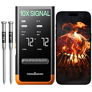 $50.00 – ThermoMaven G2 Sub-1G Wireless 2-Probe Meat Thermometer $50, G4 4-Probe $110 + Free Shipping