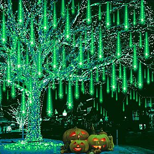 $6.94 – 8-Tubes 12″ Weepong Snow Falling Rain Icicle String Holiday Lights (Green) –  + Free Shipping w/ Prime or on $35+