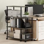 $23.42 – 3-Tier 46″ Furinno Turn-N-Tube Storage Shelf w/ Wheels (French Oak Grey/Black) – Lowest Price Ever at Amazon with Free Shipping