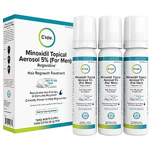 3-Pack 2.11-Oz C'rcle 5% Minoxidil Hair Regrowth Foam for Men