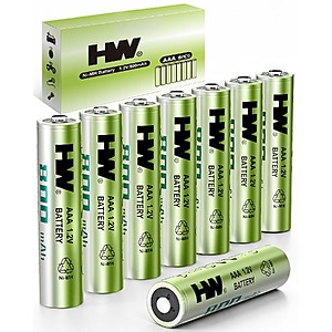 8 pack HW AAA NiMH Rechargeable Batteries 800mAh