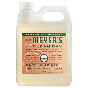 $6.09 – 33-Oz Mrs. Meyer’s Clean Day Hand Soap Refill (Geranium)  w/ S&S + Free Shipping w/ Prime or on $35+