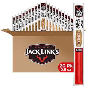 20-Pack 0.8-Oz Jack Link's Meat Sticks (Classic Original) on Amazon