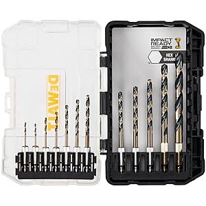 $14.98 – * | 12-Pc DeWALT Black & Gold Drill Bit Set at Amazon