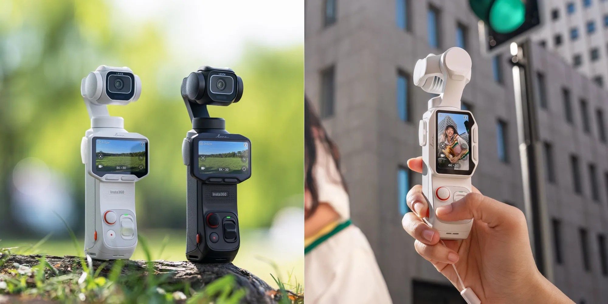 Insta360 Luna Pro 8K gimbal camera with detachable OLED display