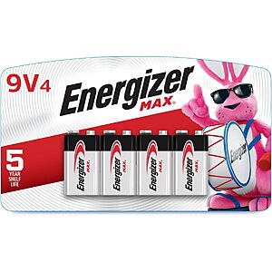 $6.02 – Energizer MAX 9V Batteries 4 Pack, Alkaline Batteries  W/S&S
