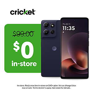 $40.00 – Walmart in Store $40+Tax Cricket Wireless moto g power 2026 128GB, 8GB RAM (Prepaid), PANTONE Evening Blue