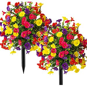 2-Pack 20" HAIDOLIANG Artificial Topiary Bushes with Ground Spikes