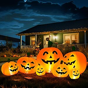 $21.59 – 7.5′ Gigalumi Halloween Inflatable Pumpkin Yard Decoration w/ LED Lights –  w/ Free Shipping w/ Prime or on $35+