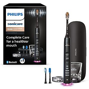 $199.97 – Philips Sonicare DiamondClean 9500 Electric Toothbrush 3 Brush Heads, Black