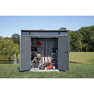$465.12 – Sojag 8′ x 5′ Denali Outdoor Lockable Steel Storage Building with Windows, Anthracite at Lowest Price Ever on Amazon with Coupon