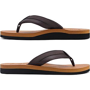 $10.00 – MENS Size 11: $10 Amazon KuaiLu Mens Faux Leather Flip Flops with Comfortable Arch Support (KHAKI Color)