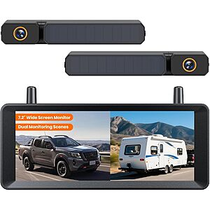 $139.99 – AUTO-VOX 7.2″ 1080P Dual Solar Wireless Backup Camera System Now + Free Shipping