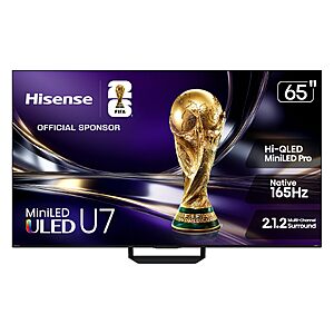 $847.99 – Hisense – 65 Class U7 MiniLED QLED UHD 4K HDR Glare-Free Smart Google TV with Gemini (2026)