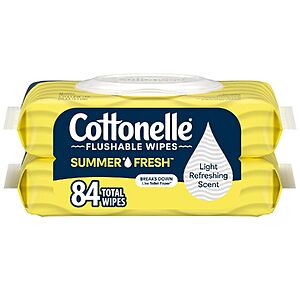 $2.67 – 2-Pack 42-Count Cottonelle Summer Fresh Scented Flushable Wipes on Sale for  w/ S&S + Free Shipping w/ Prime or on $35+