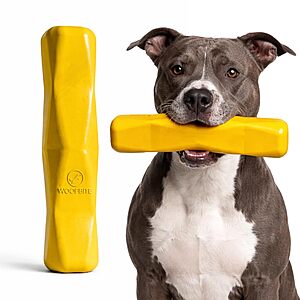 $14.99 – Thumb Score: +5: WoofBite 12″ XL Natural Rubber Dog Chew Toy for Large Breeds (Yellow) on Sale for  at Amazon