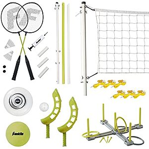 $19.99 – * | Franklin Sports Outdoor Fun 5 Combo Set w/ Volleyball, Badminton (Yellow) at Amazon
