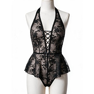 Avidlove Women's Lace Lingerie Bodysuit deal Avidlove Women's Lace Lingerie Bodysuit with halter neck and adjustable ribbon
