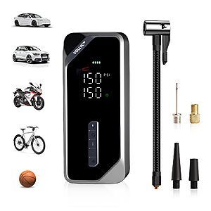 $10.49 – VOLLYC Portable Air Compressor–150 PSI Tire Pump with Digital Pressure Gauge, 4 Preset Modes – Only with Coupon Code