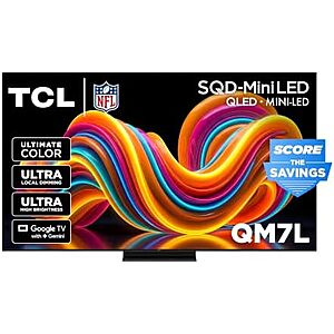 $897.99 – * | 65″ TCL QM7L Series 4K UHD HDR SQD-Mini LED Google Smart TV (2026) + 10% Back w/ Prime Visa Card at Amazon