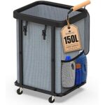 $27.50 – 150L Laundry Basket Hamper w/ Lid, Handle & Wheels (Gray or White) –  + Free Shipping w/ Prime or on $35+