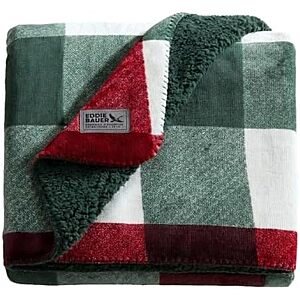$13.83 – 50″ x 70″ Eddie Bauer Reversible Plaid Throw Blanket (Mountain Fall Plaid Green) –  + Free Shipping w/ Prime or on $35+