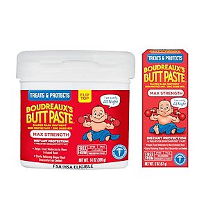 14-Oz Jar + 2-Oz Tube Boudreaux's Butt Paste Maximum Strength Diaper Rash Cream