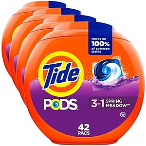 4-Pack 42-Count Tide PODS Laundry Detergent Pacs in Spring Meadow