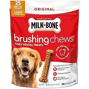 $32.96 – SnS, AC  | 4 × 25-Count Milk-Bone Brushing Chews Large Daily Dental Dog Treats (Chicken) at Amazon