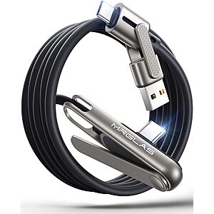 $8.99 – 4′ Mrglas 240W USB-C Charging Cable w/ Built-In Phone Stand & 90° Connector  + Free Shipping w/ Prime or on $35+