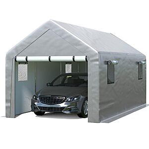 $219.99 – Jocoevol Carport 10×20 FT Enclosed Carport with Roll-up Windows Now at Amazon