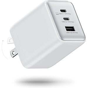 $15.99 – wegear 100W 3-Port GaN Wall Charger, 2 USB-C + 1 USB-A (White) –  + Free Shipping
