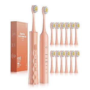 $8.49 – 2-Pack Aneebart USB Rechargeable Electric Toothbrush w/ 12-Heads  + Free Shipping w/ Prime or on $35+