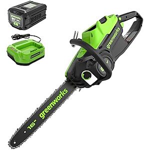 $219.99 – * | Greenworks 80V 16″ Brushless Cordless Chainsaw w/ 2.5Ah Battery & Charger at Amazon