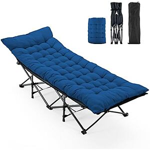 $47.91 – * | OLIXIS 74.4″x28″ Folding Camping Cot w/ Cushion at Amazon