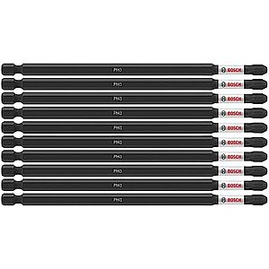 $13.45 – * | 10-Pack 6″ BOSCH Phillips #3 Impact Tough Screwdriving Power Bits at Amazon