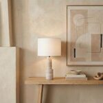$42.97 – | SAFAVIEH Couture Lighting Collection Tywin Travertine/White 27-inch Dimmable Table Lamp at Amazon