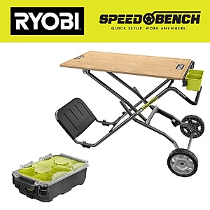 $179.00 – 23″ x 20″ Ryobi SPEED BENCH Mobile Workstation w/ LINK Compact 6-Compartment Small Parts Organizer & More – $179 + Free Shipping