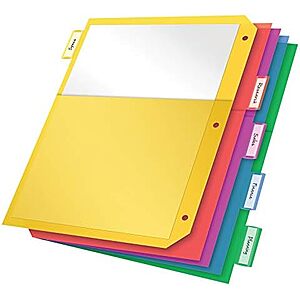 $2.13 – | Oxford Plastic 2 Pocket Binder Dividers, 5 Tab 1/5 Cut, Letter Size, 3 Sets (89602) at Amazon