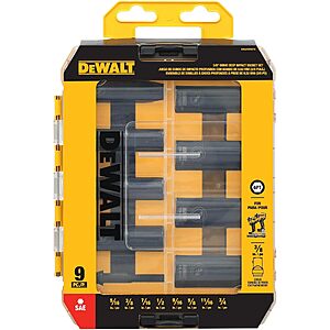 $20.00 – 9-Piece DEWALT 3/8″ SAE Socket Set $20 or less at Bomgaars w/ Free Store Pickup