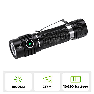 $10.44 – Wurkkos WK03 EDC 1800 Lumen Rechargeable EDC Flashlight with 18650 Li-ion Battery