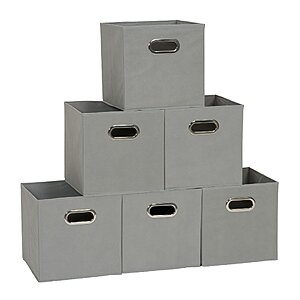 $14.30 – : Household Essentials Fabric Storage Bins, Dove Gray, Set of 6
