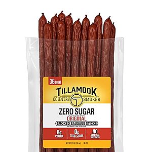 $11.99 – | 16-Oz Tillamook Country Smoker Smoked Sausage, Zero Sugar, Original at Amazon