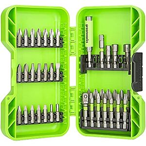 $6.99 – * | 40-Pc Greenworks Impact-Rated Hex Shank Screwdriver Bit Driving Set at Amazon