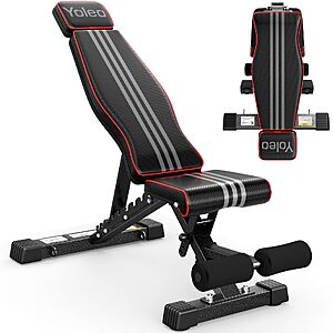 $59.39 – YOLEO Adjustable Weight Bench for Home Gym, ASTM-Certified 827LBS, 98% Pre-Assembled, Foldable Gym Bench with 84 Positions Incline Decline Flat, Wider Seat — Now with Code YOLEOOFBENCH