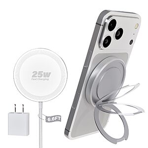 $8.49 – 25W WayLite Magnetic Wireless iPhone Charger w/ Kickstand & 6.6′ USB-C Cable (White)  + Free Shipping w/ Prime or on $35+