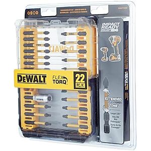 $20.51 – | 22-Piece DEWALT FlexTorq Impact Driver Bit Set (DWA2FTS22IR) at Amazon