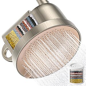 $8.99 – 6″ MakeFit NSF Certified 5-Setting High Pressure Filtered Shower Head for Hard Water  + Free Shipping w/ Prime or on $35+